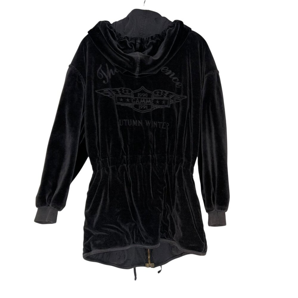 GAMME Paris France blac velour cinched waist hoodie jacket 1 M 90-91 Autumn Wint
